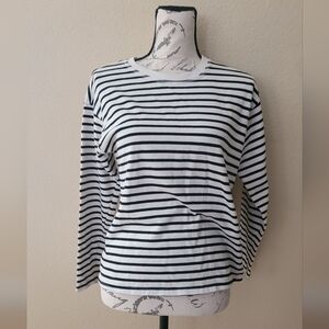 Zara Black and White Striped Long-Sleeve Tee